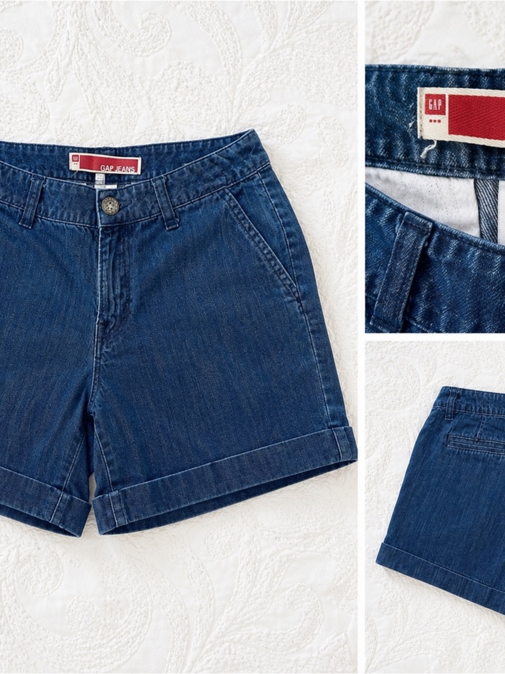 GAP Women's Indigo Blue Cuffed Denim Shorts